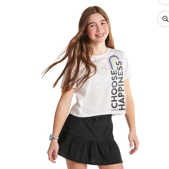 NWT Justice Girls Short Sleeve Everyday Faves Boxy T-Shirt, Sizes small 7/8 - Picture 1 of 11